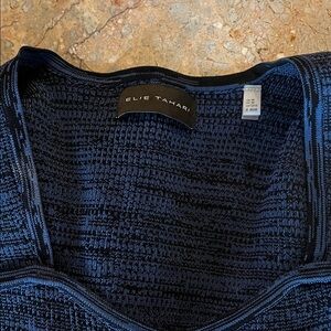 New Without Tags Elie Tahari Deep Blue and Black Textured Knit Sweater